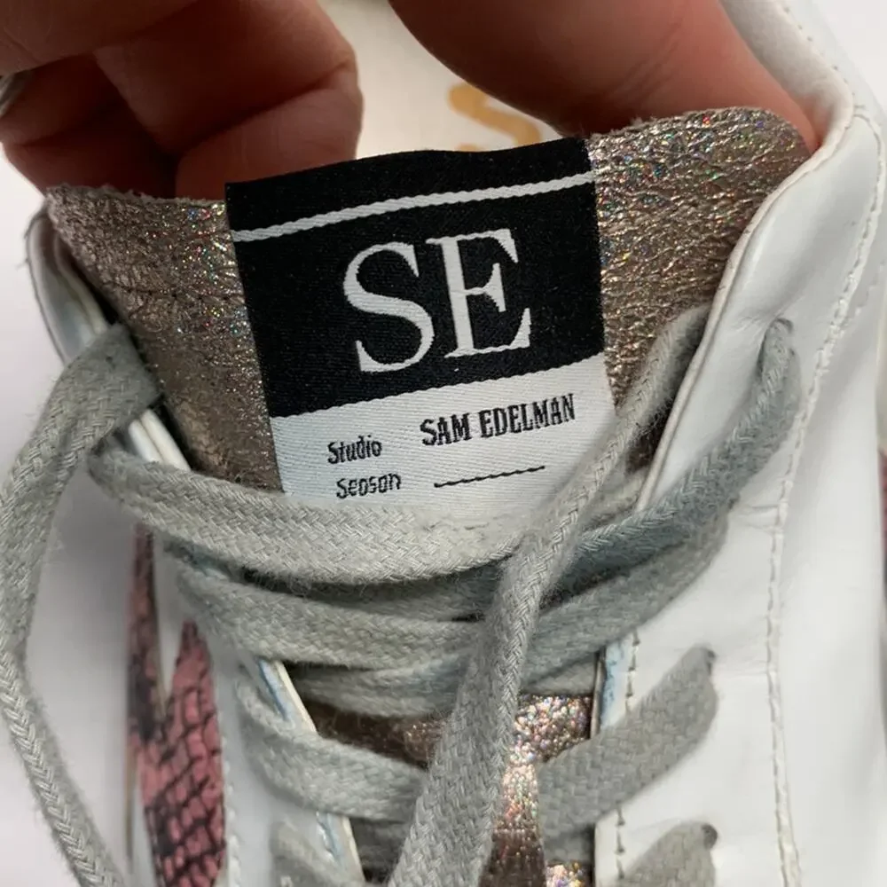 Sam Edelman Areson White Leather Sneakers S-130 Sz 39 EU / 9 US